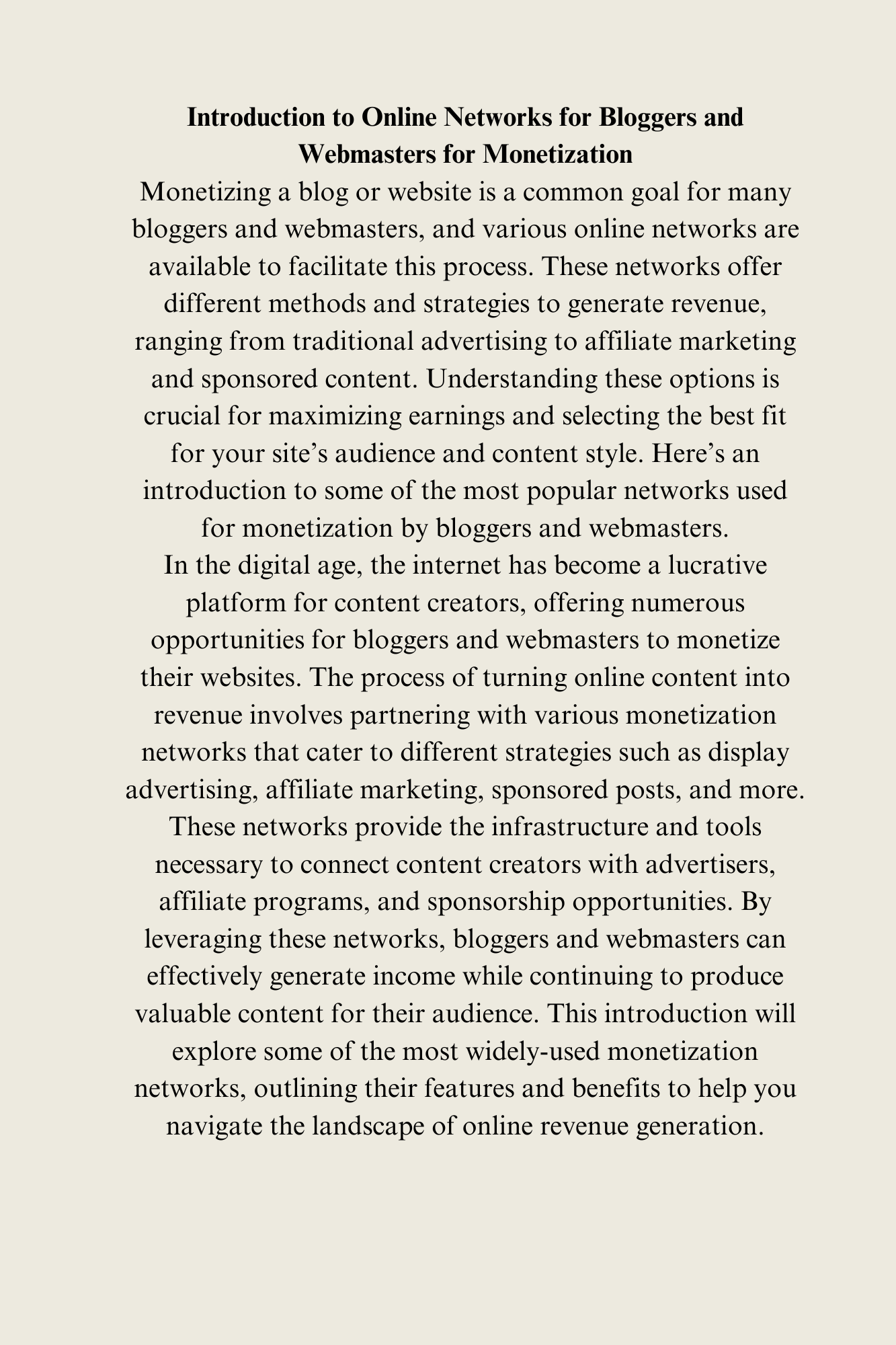 MOST POPULAR ADVERTISING NETWORKS ONLINE FOR BLOGGERS AND WEBMASTERS