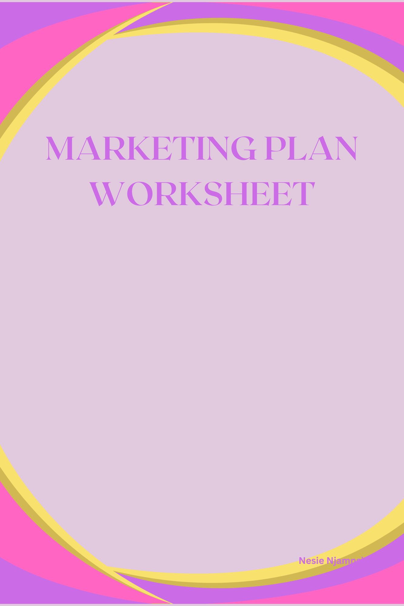 MARKETING PLAN WORKSHEET