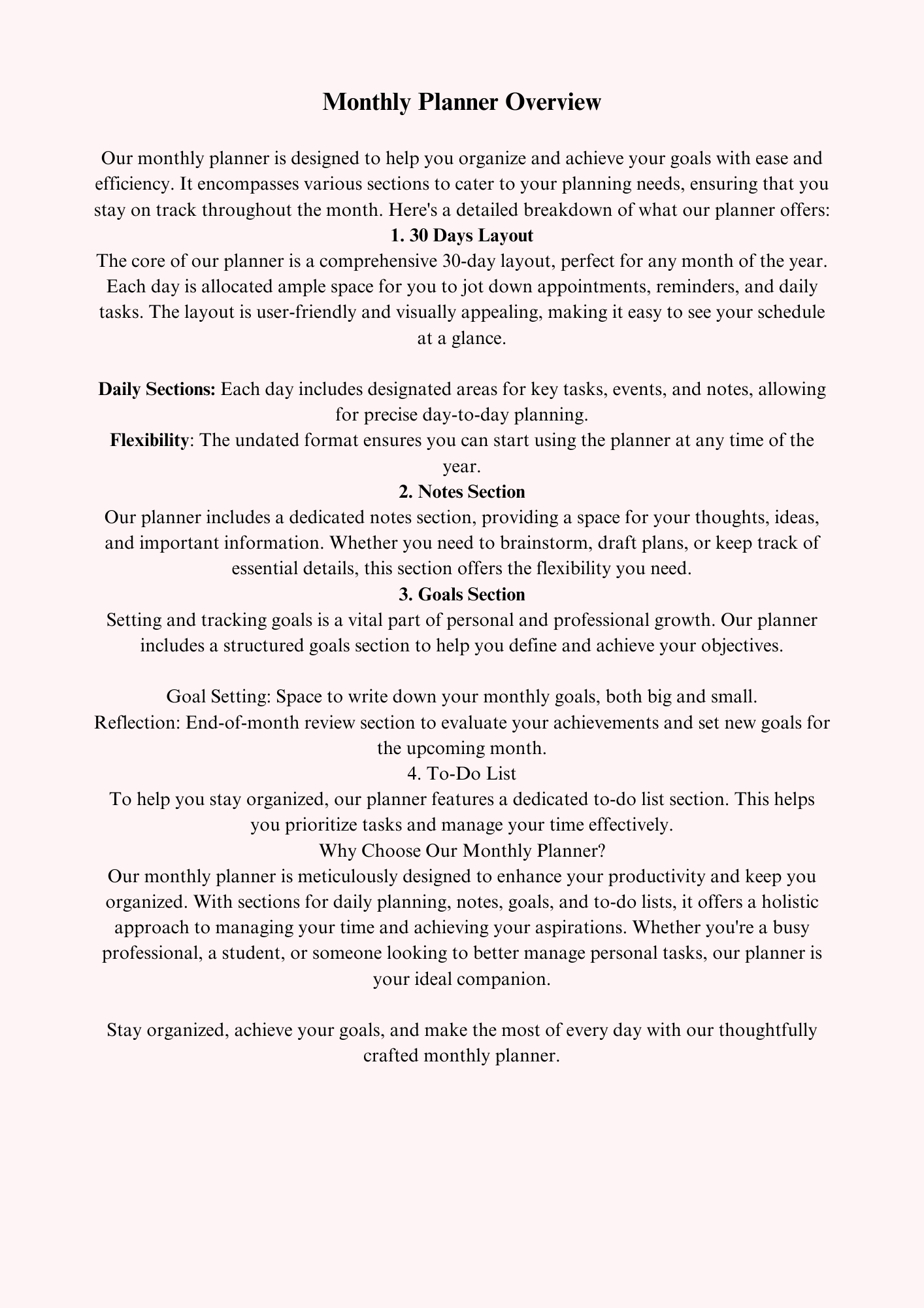 Pink Monthly Planner