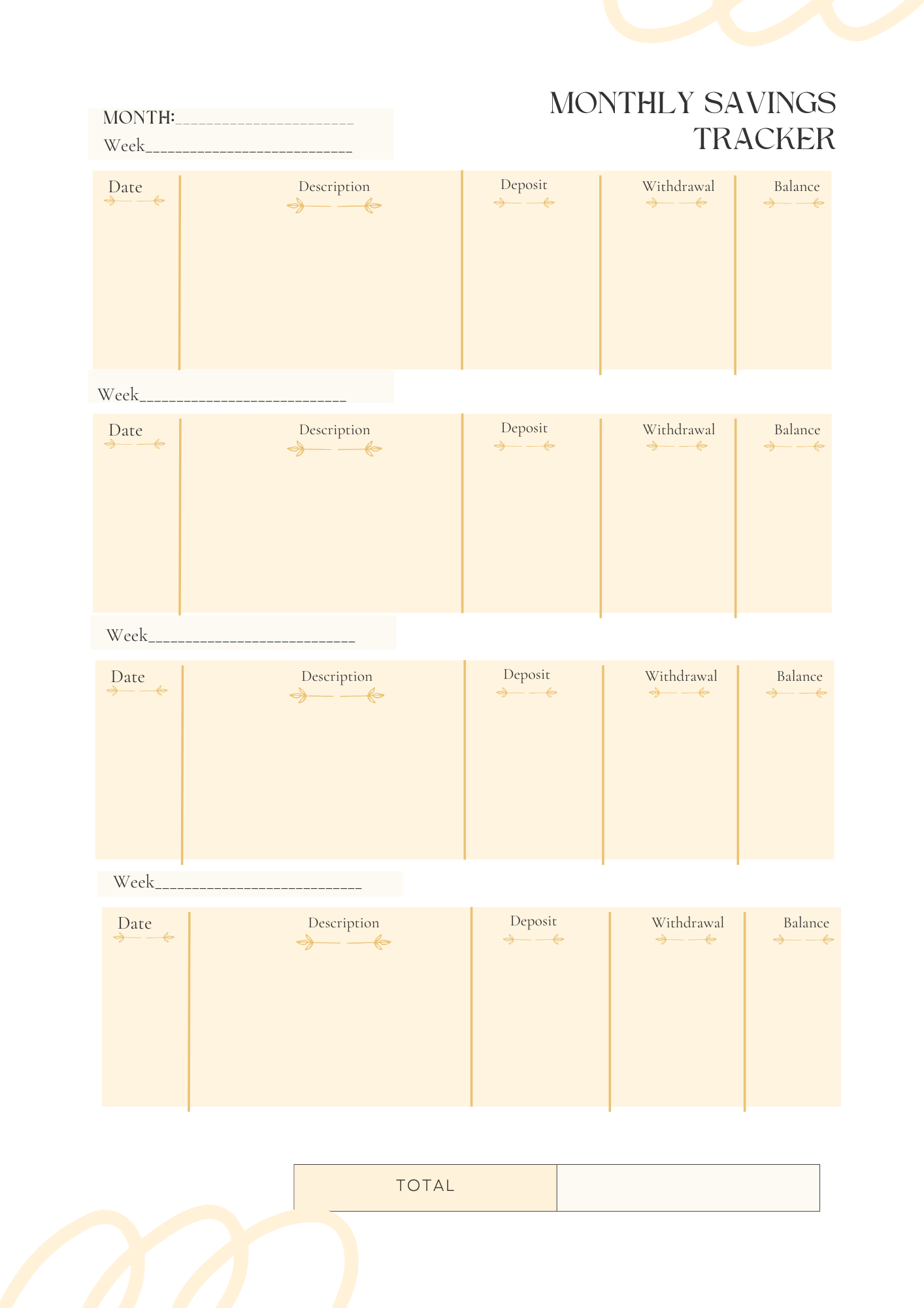 MONTHLY SAVING TRACKER - GOLD