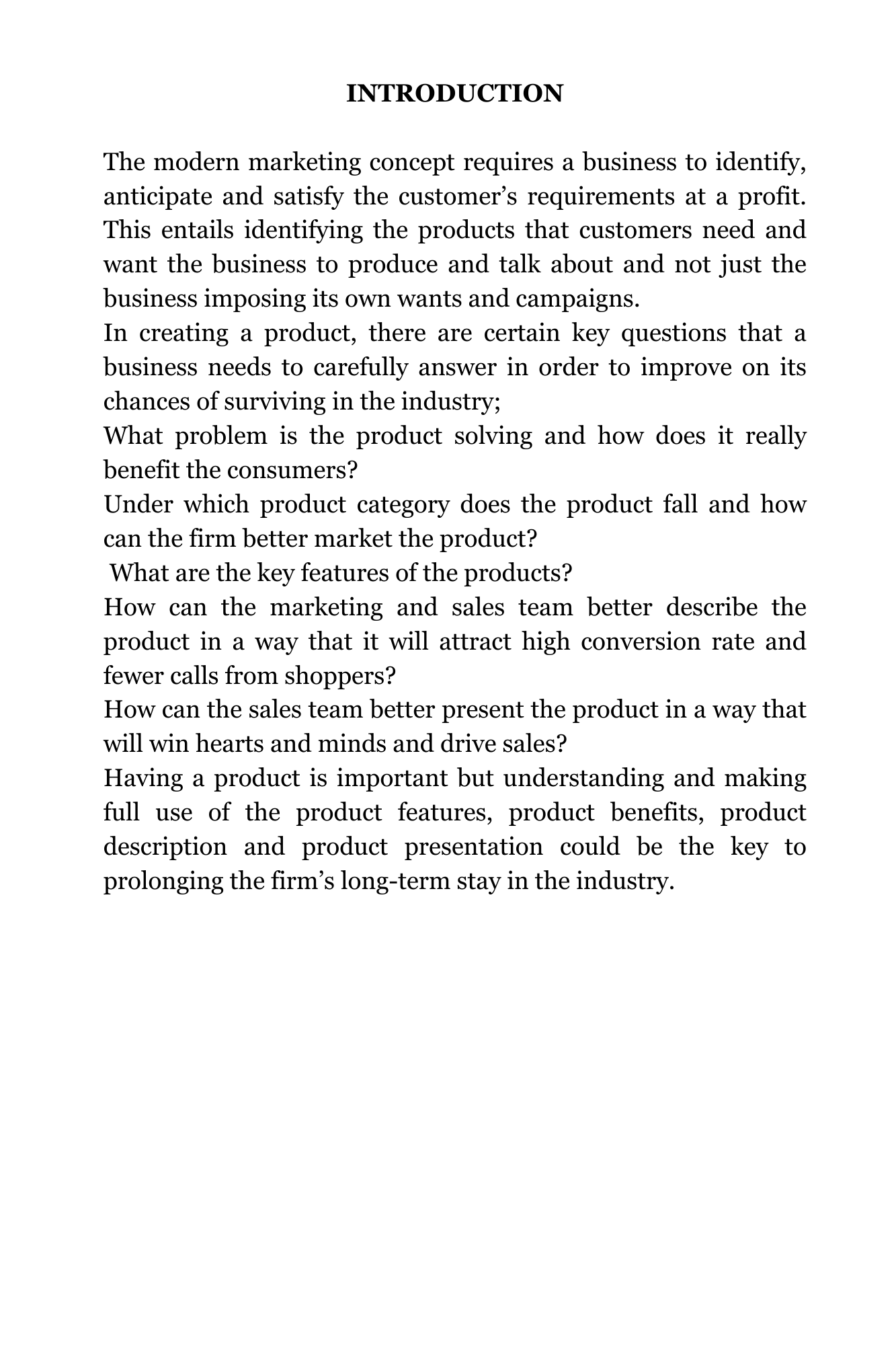 PRODUCT DEVELOPMENT AND PRESENTATION FOR SMALL BUSINESS