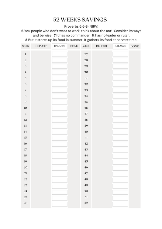 YEARLY SAVINGS TRACKER