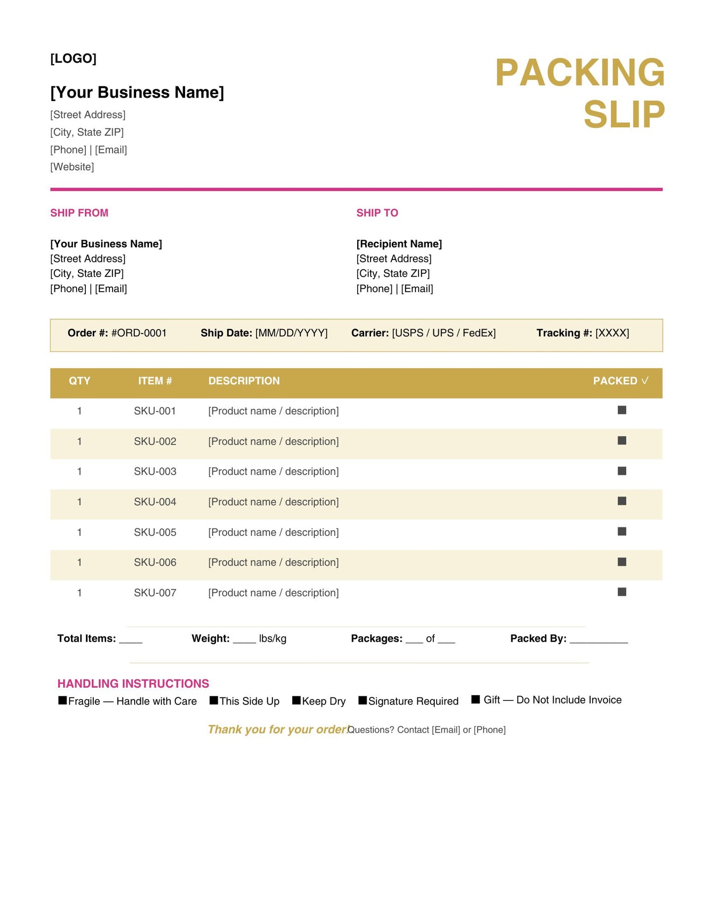 Small Business Operations Templates Bundle | Purchase Order, Credit Note, Packing Slip, Custom Order, Service Agreement, Memo, Fax & Thank You – Editable Digital Download