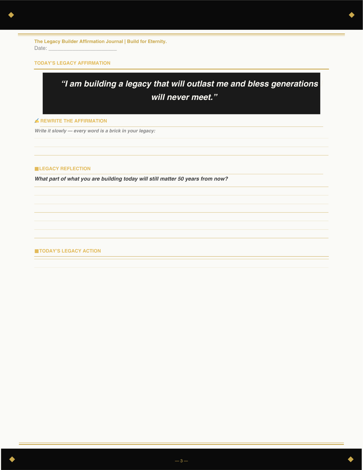 The Legacy Builder Affirmation Journal — 365-Day Printable Journal for Purpose-Driven Entrepreneurs | Generational Wealth, Business Legacy & Community Impact Planner | Midnight Black & Gold | PDF Instant Download