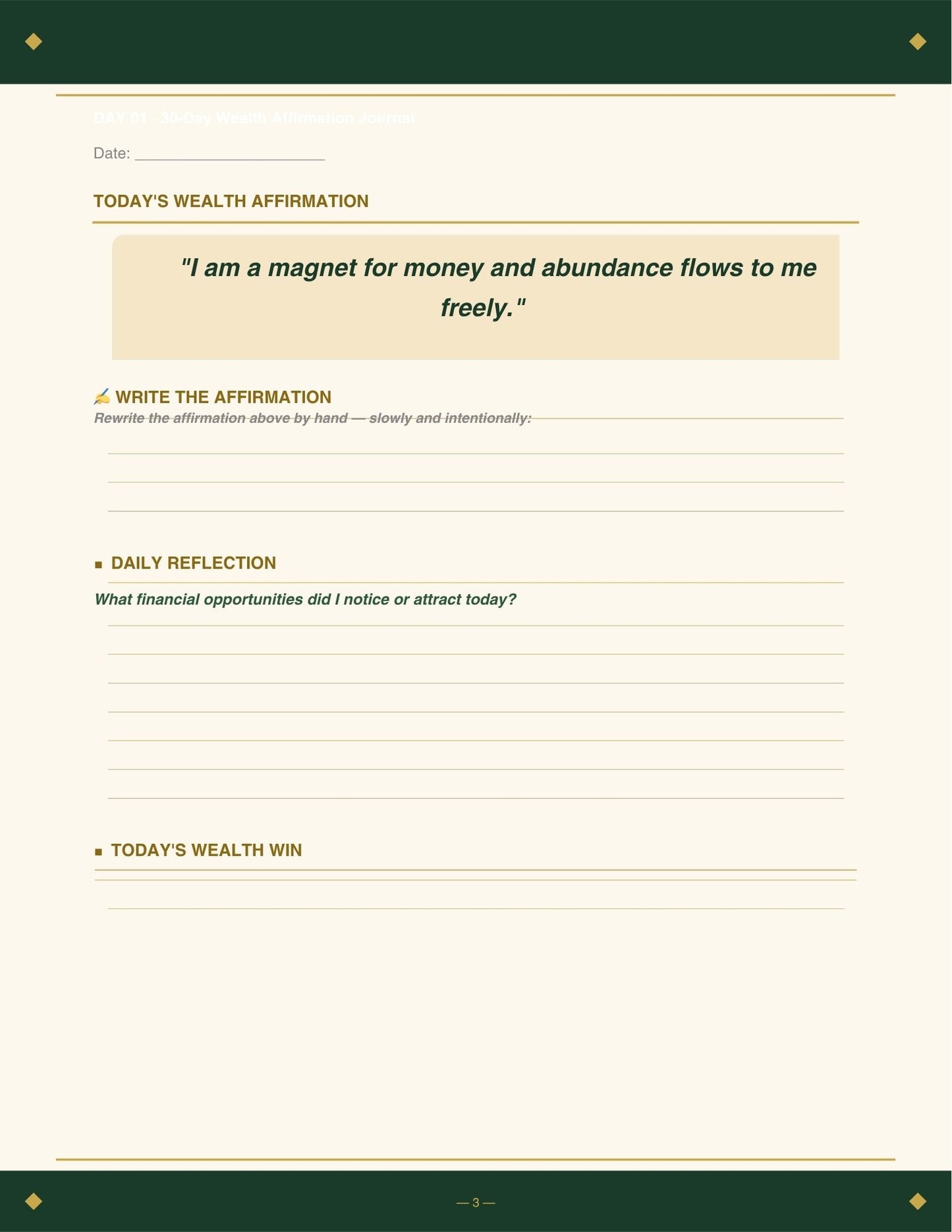 30-Day Wealth Affirmation Journal for Entrepreneurs