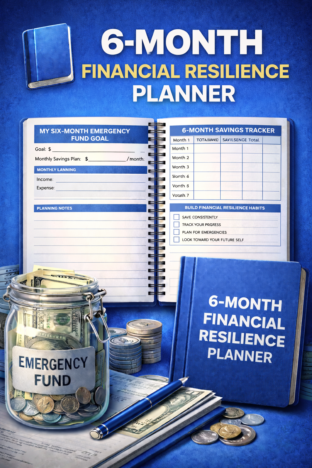 6-Month Financial Resilience Planner – Printable Budget Tracker PDF