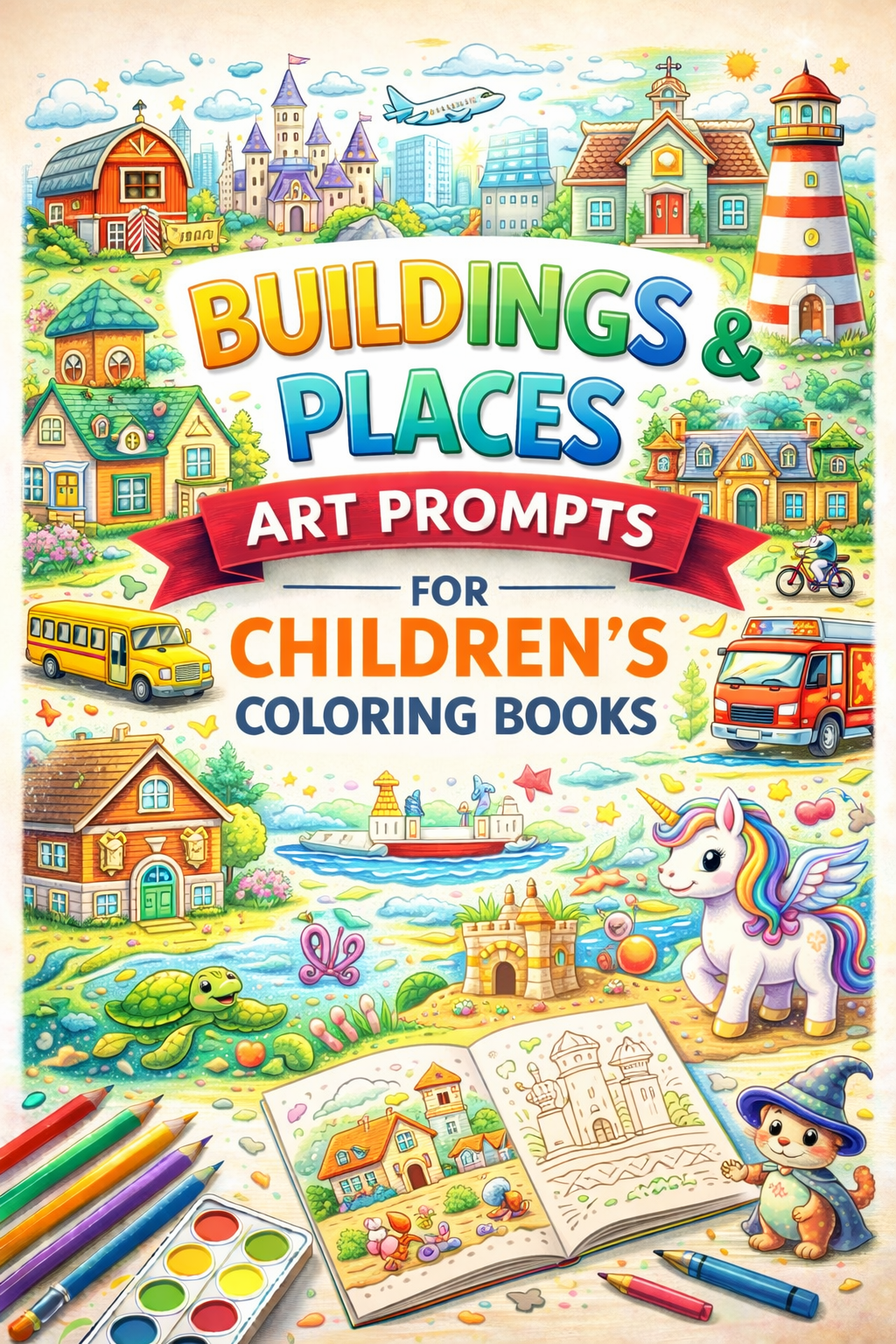 AI Buildings & Places Art Prompts for Children's Coloring Books – KDP & Print on Demand