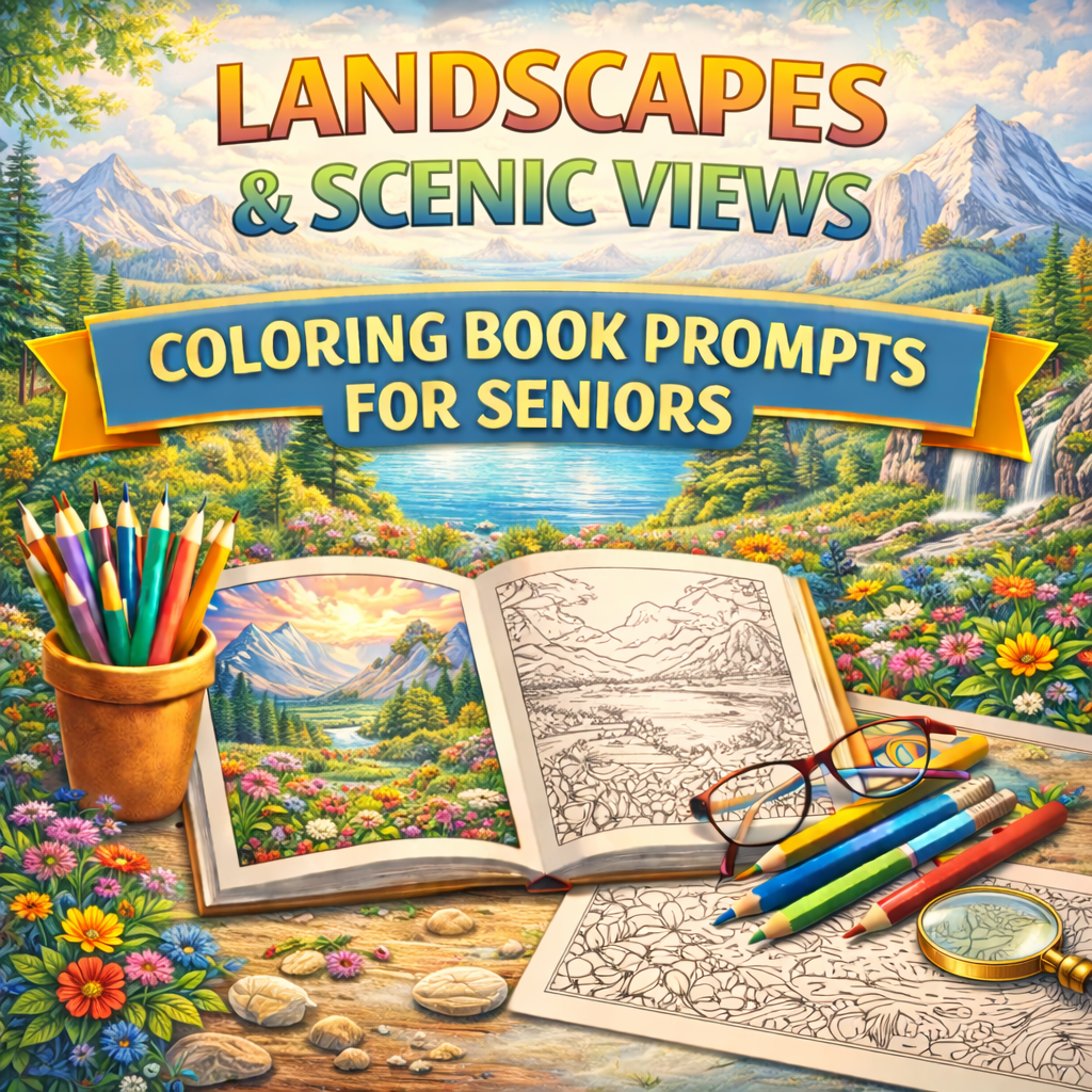 Landscapes & Scenic Views Coloring Book Prompts For Seniors