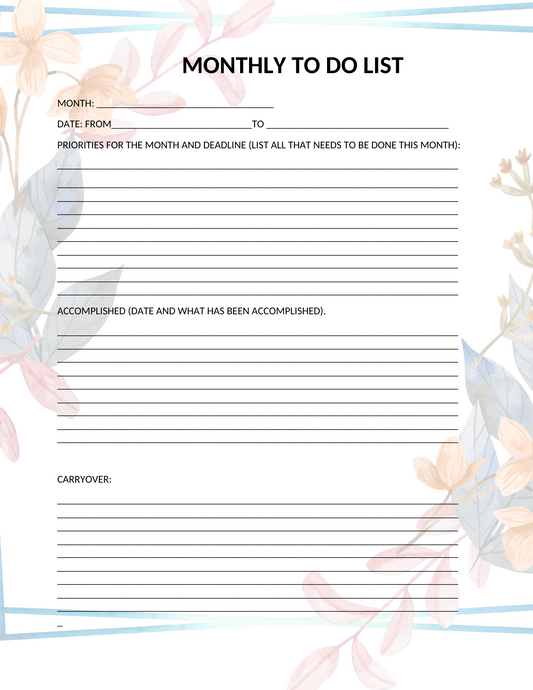 PRINTABLE MONTHLY TO DO LIST
