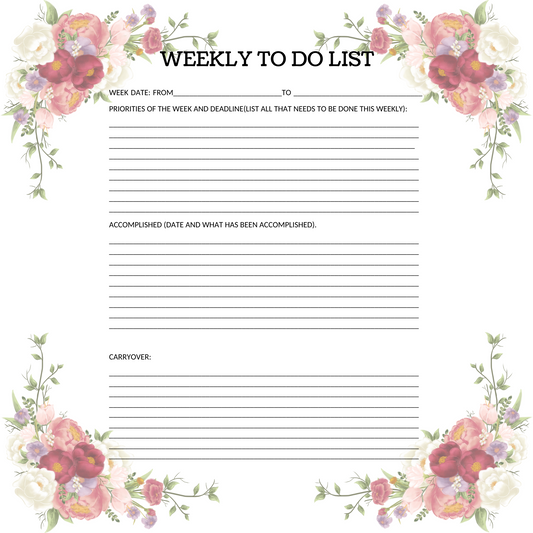 WEEKLY TO DO LIST