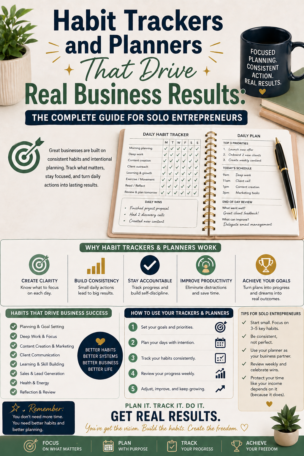 Habit Trackers and Planners That Drive Real Business Results: The Complete Guide for Solo Entrepreneurs