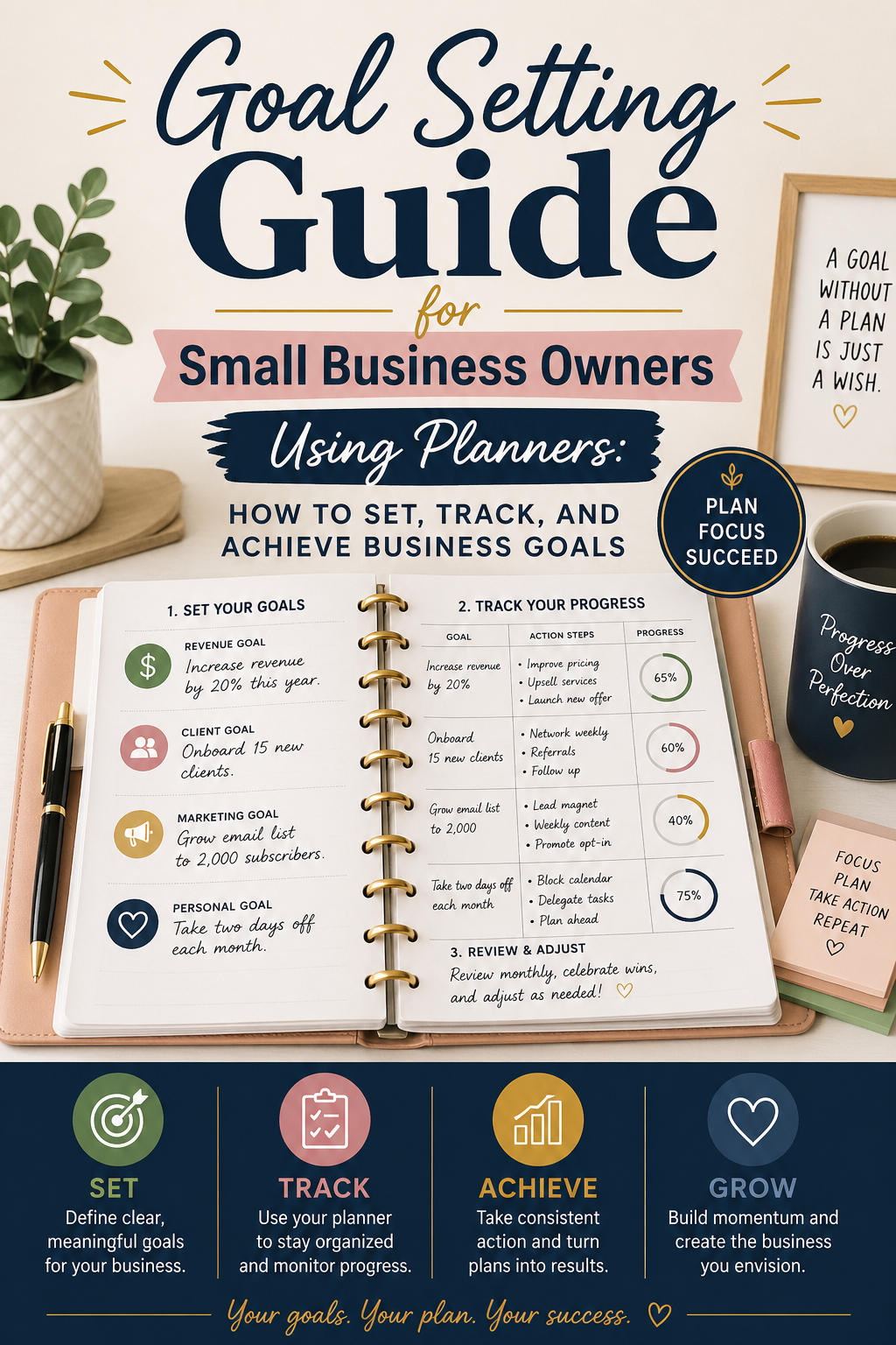 Goal Setting Guide for Small Business Owners Using Planners: How to Set, Track, and Achieve Business Goals