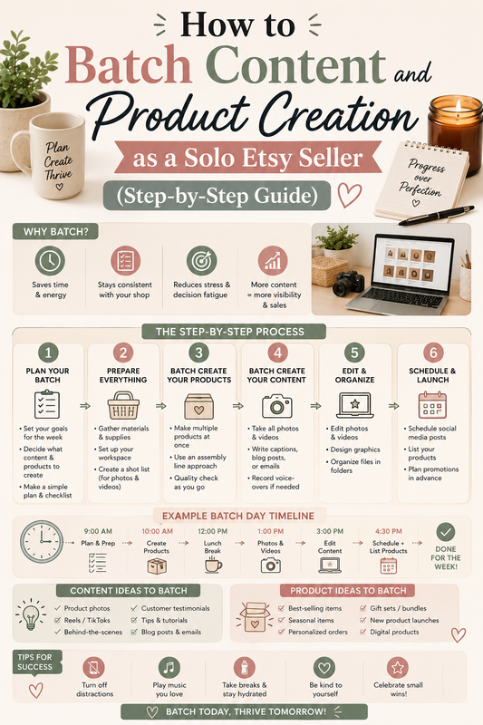How to Batch Content and Product Creation as a Solo Etsy Seller (Step-by-Step Guide)