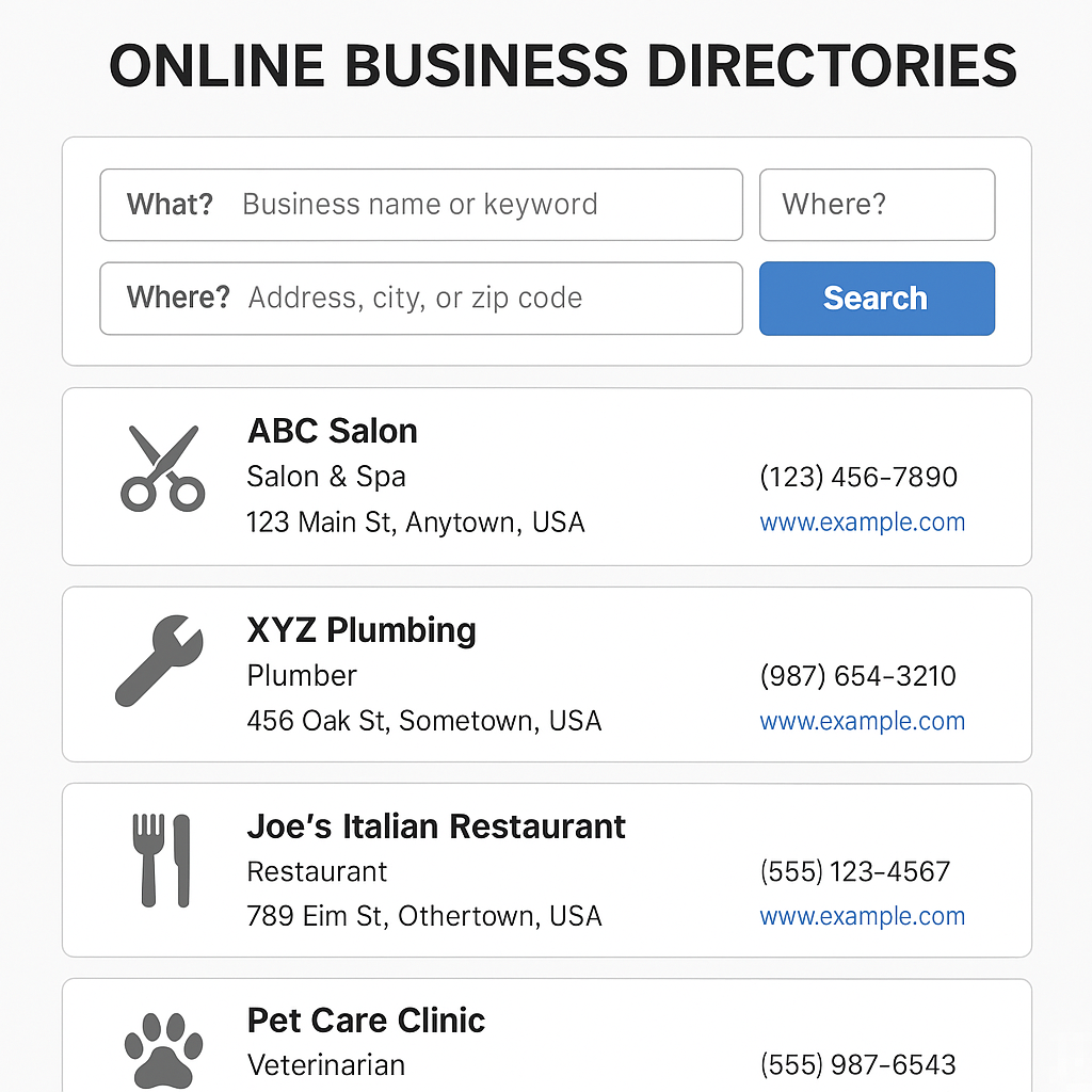 ONLINE BUSINESS DIRECTORIES