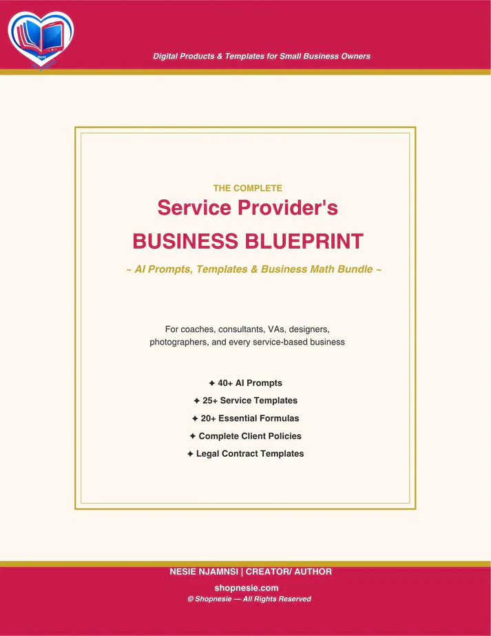 Service Provider Business Blueprint Workbook: Complete Step-by-Step Guide to Pricing, Contracts, AI Systems & Client Management for Coaches & Freelancers