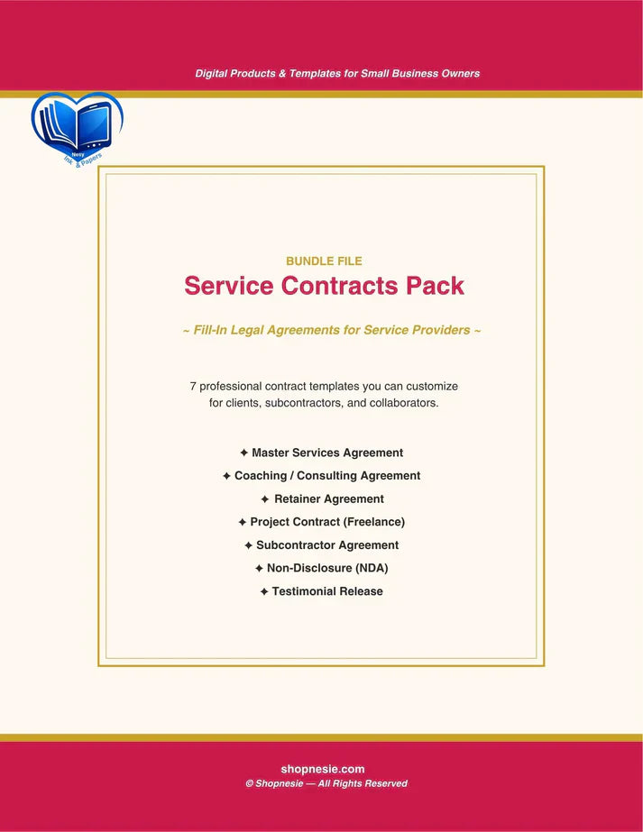 7 Essential Service Contract Templates for Coaches, Freelancers & Consultants: Protect Your Business Legally & Clearly