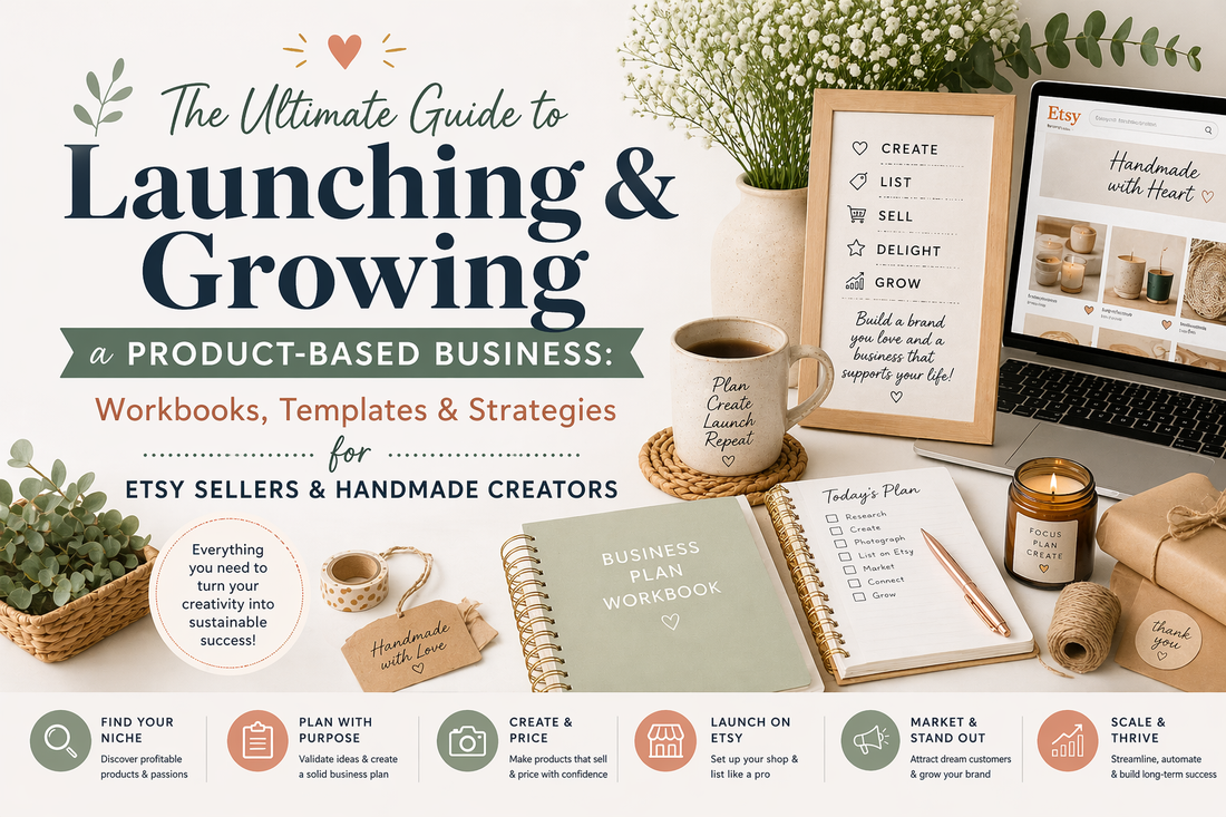 The Ultimate Guide to Launching & Growing a Product-Based Business: Workbooks, Templates & Strategies for Etsy Sellers & Handmade Creators