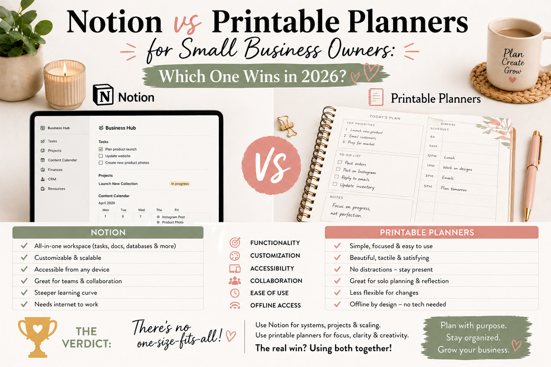 Notion vs Printable Planners for Small Business Owners