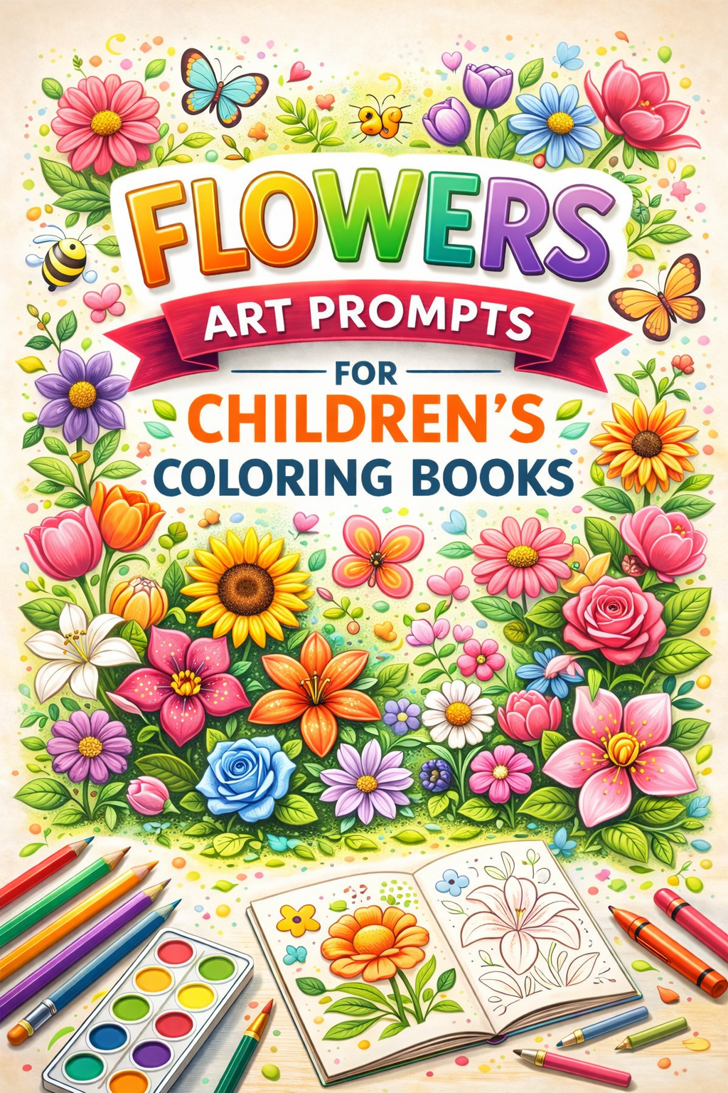 AI Flowers Art Prompts for Children's Coloring Books – KDP & Print on Demand