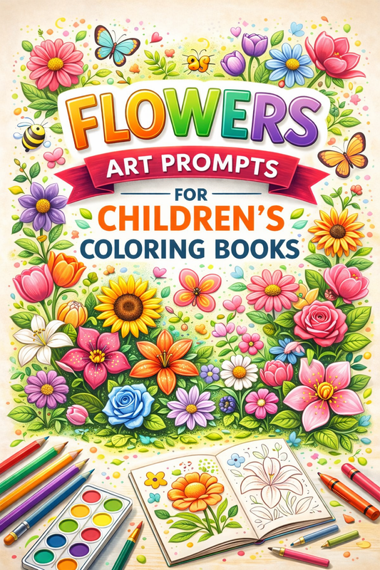 AI Flowers Art Prompts for Children's Coloring Books – KDP & Print on Demand