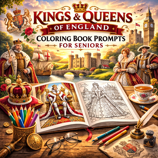 Kings & Queens Of England Coloring Book Prompts For Seniors