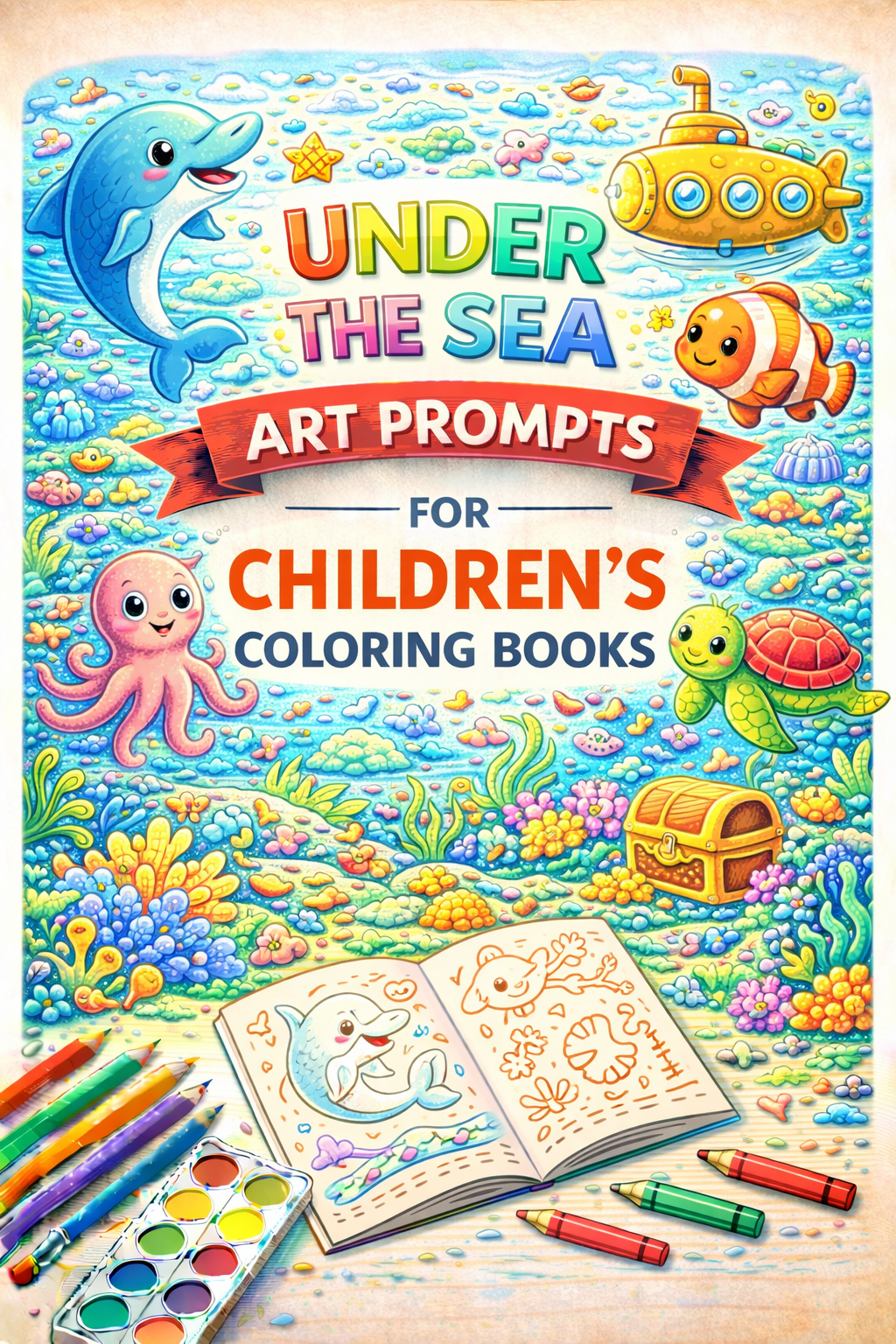 AI Under the Sea Art Prompts for Children's Coloring Books – KDP & Print on Demand