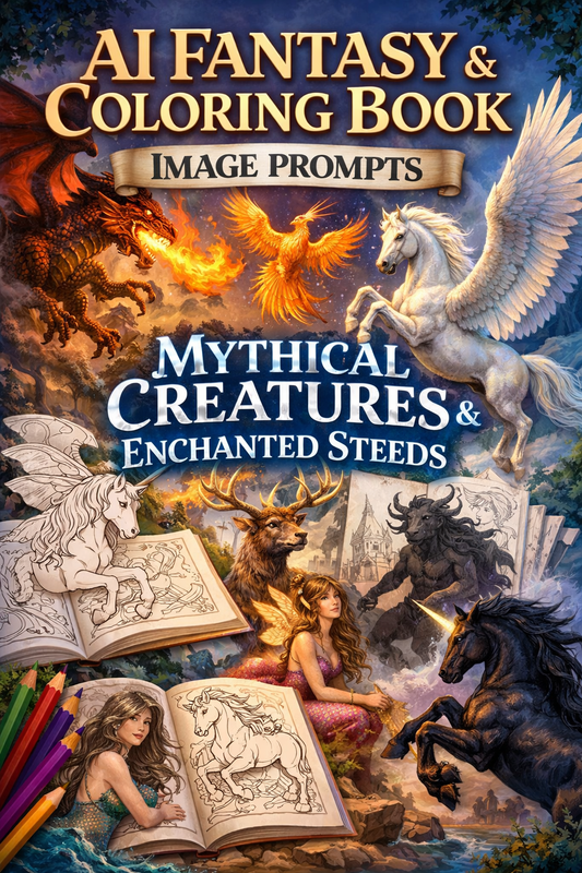 AI Art Prompts – Mythical Creatures & Enchanted Steeds for Kids' Coloring Books & KDP Print on Demand