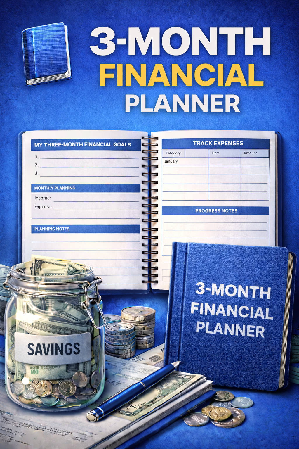 3-Month Financial Planner – Printable Budget and Savings Tracker