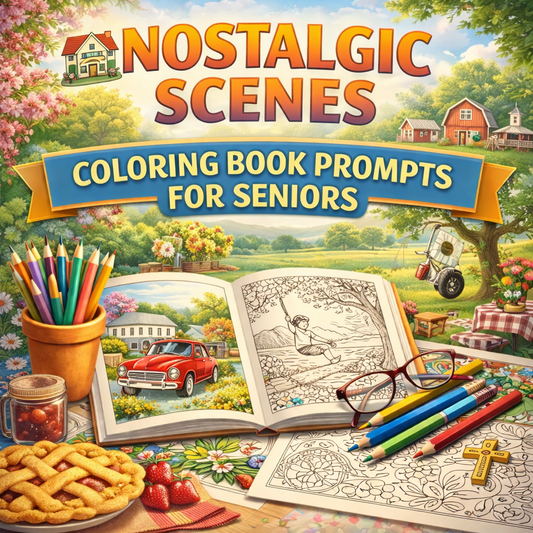 Nostalgic Scenes Coloring Book Prompts For Seniors