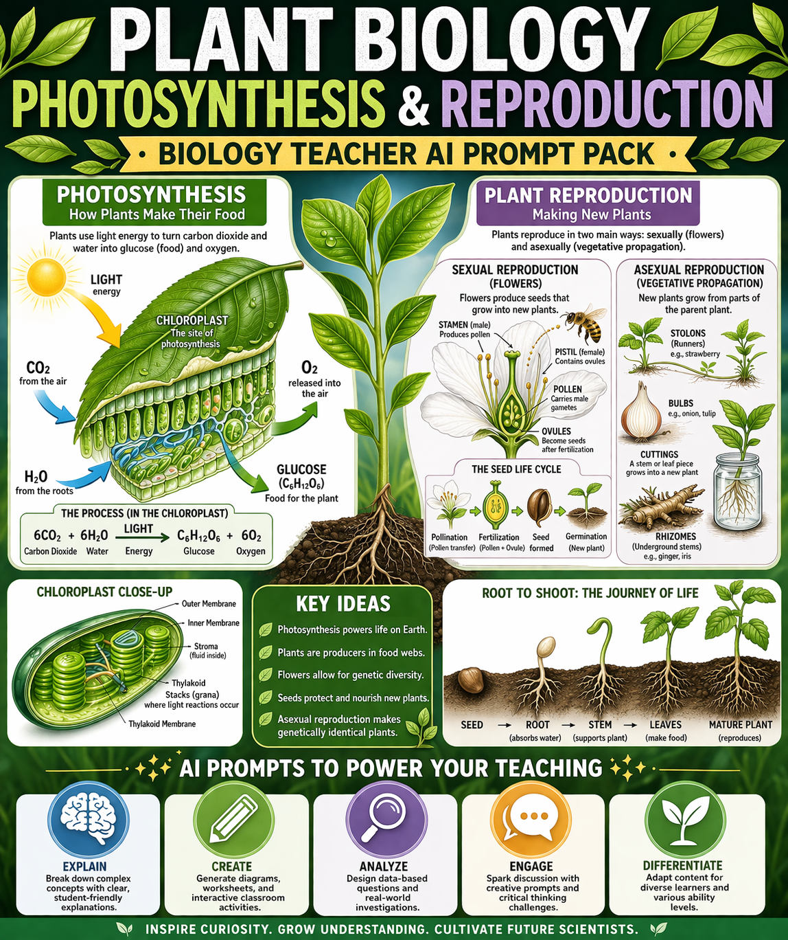 Plant Biology — Photosynthesis & Reproduction Biology Teacher Ai Prompt Pack