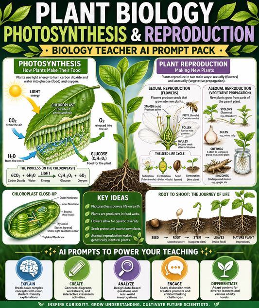 Plant Biology — Photosynthesis & Reproduction Biology Teacher Ai Prompt Pack