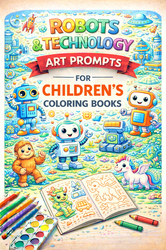 AI Robots & Technology Art Prompts for Children's Coloring Books – KDP & Print on Demand