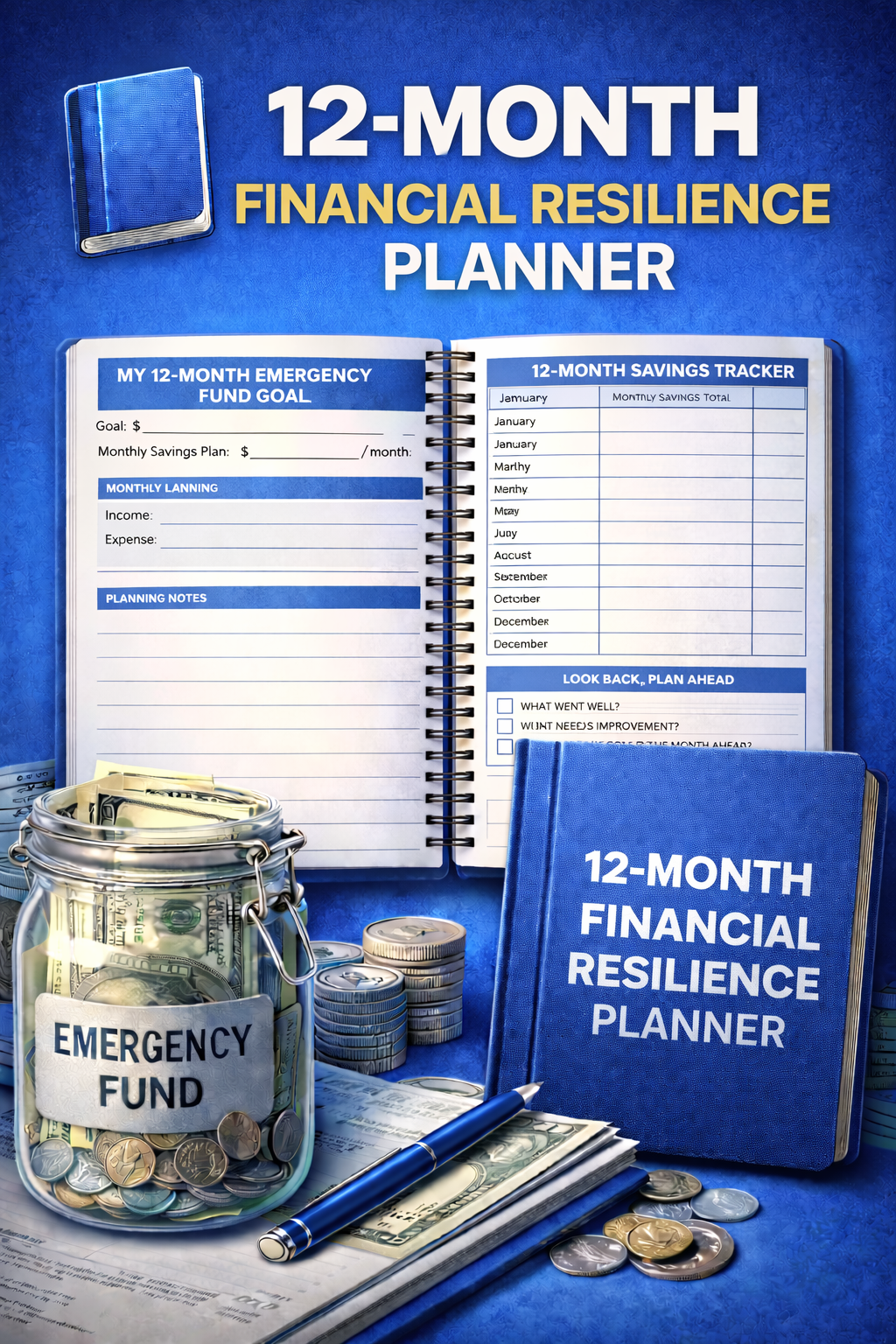 12-Month Financial Resilience Planner – Annual Budget Planner PDF