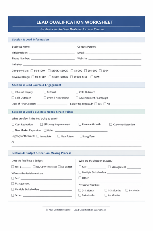 LEAD QUALIFICATION WORKSHEET