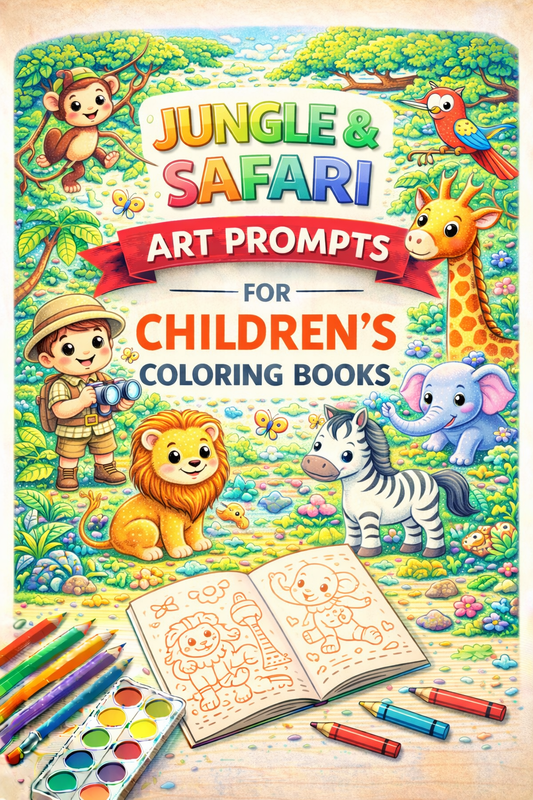 AI Jungle & Safari Art Prompts for Children's Coloring Books – KDP & Print on Demand