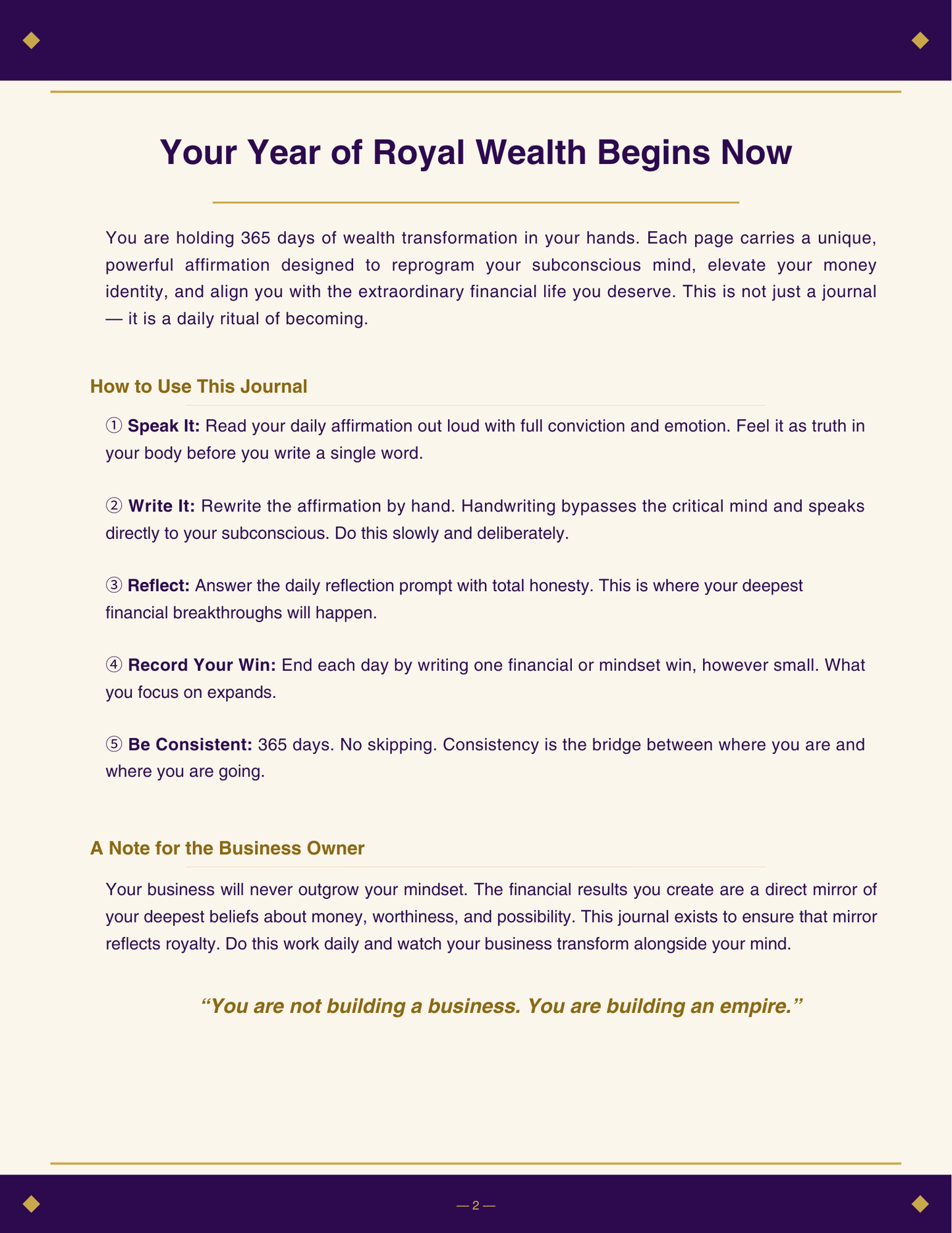 365-Day Wealth Affirmation Journal for Entrepreneurs