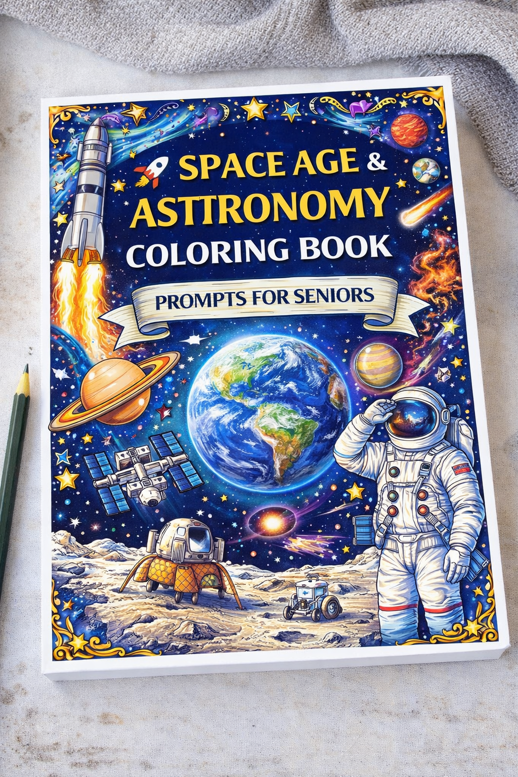 Space Age & Astronomy Coloring Book Prompts For Seniors