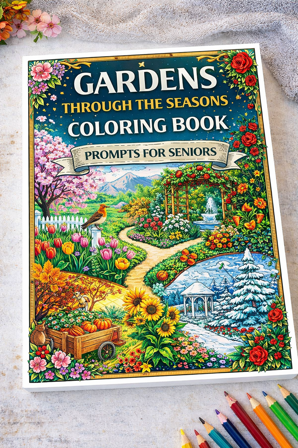 Gardens Through The Seasons Coloring Book Prompts For Seniors