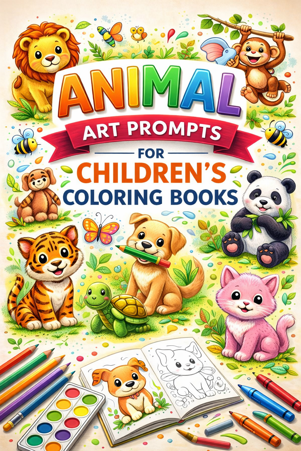 AI Animal Art Prompts for Children's Coloring Books – KDP & Print on Demand