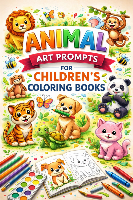 AI Animal Art Prompts for Children's Coloring Books – KDP & Print on Demand