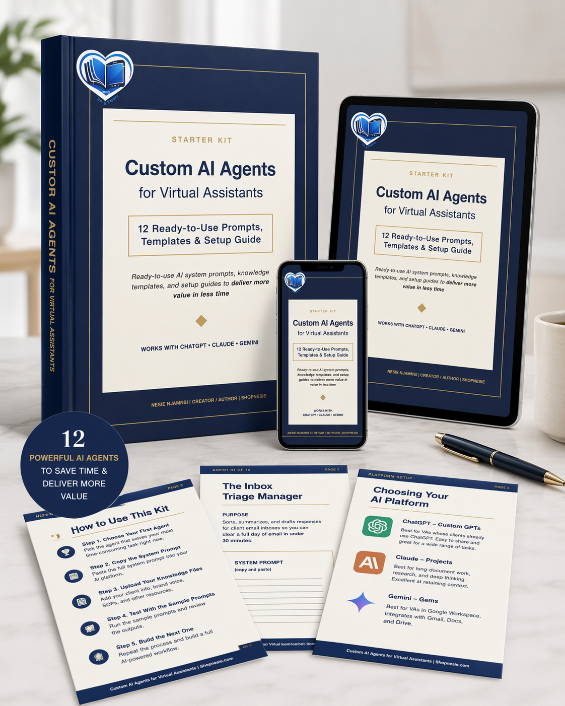 Custom AI Agents for Virtual Assistants – 12 Ready-to-Use Prompts, Templates & Setup Guide