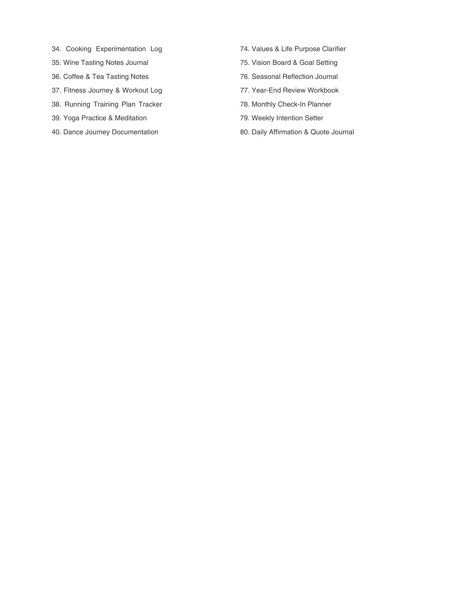 List of journal titles on a white background