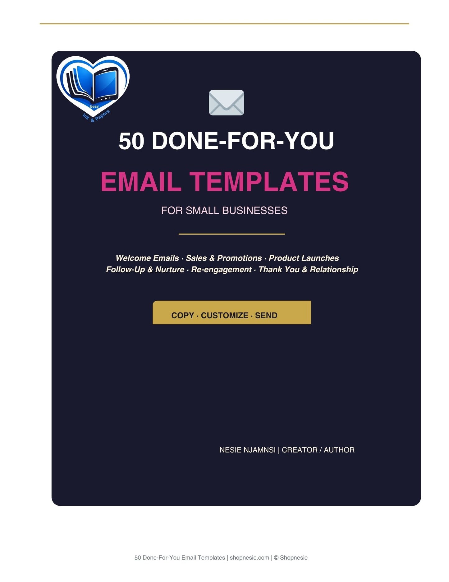 50 Done-For-You Email Templates for Small Businesses | Email Marketing Templates | Copy Customize Send | Welcome Sales Launch Nurture Re-engagement