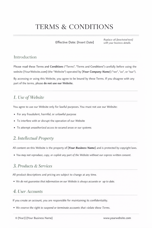 TERMS AND CONDITIONS