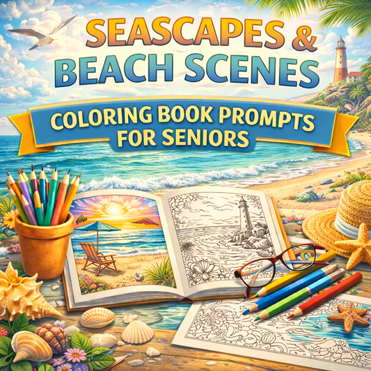Seascapes & Beach Scenes Coloring Book Prompts For Seniors
