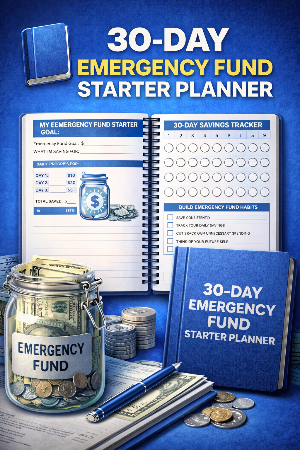 📘 30-DAY EMERGENCY FUND STARTER PLANNER