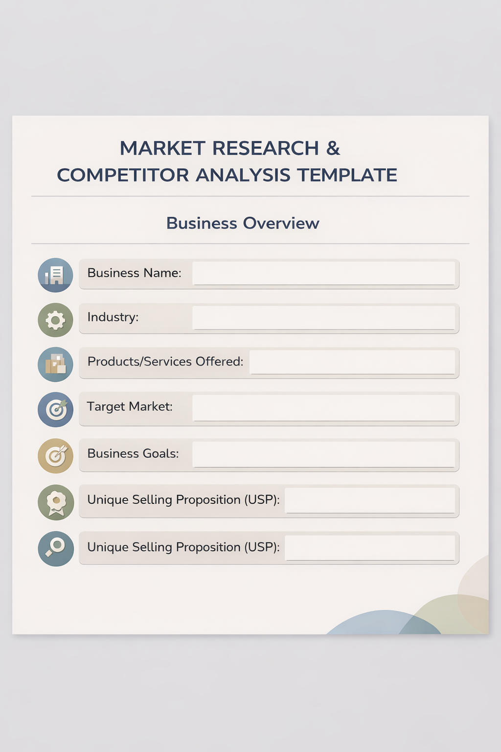 MARKET RESEARCH & COMPETITOR ANALYSIS TEMPLATE