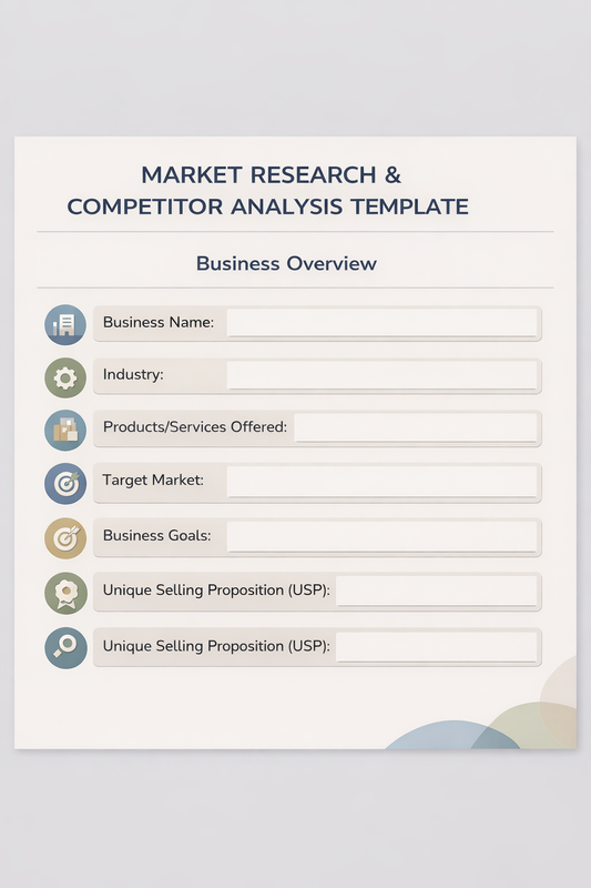 MARKET RESEARCH & COMPETITOR ANALYSIS TEMPLATE