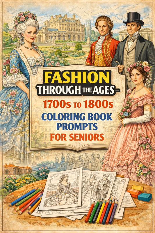 Fashion Through The Ages — 1700s To 1800s Coloring Book Prompts For Seniors