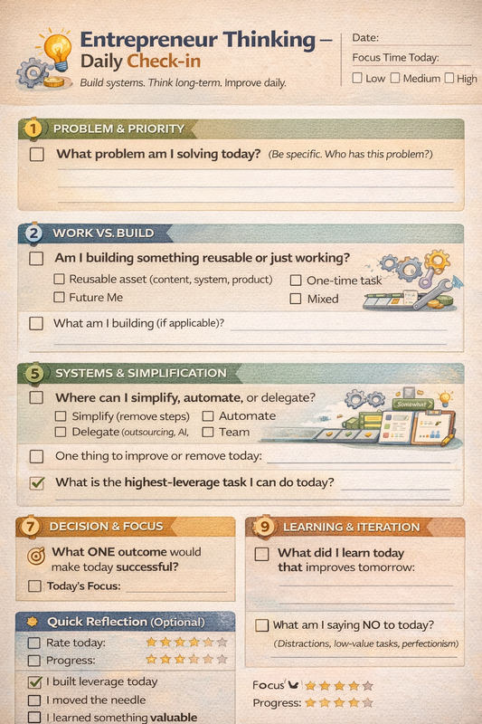 ENTREPRENEUR THINKING- DAILY CHECK-IN